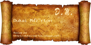Dukai Márton névjegykártya